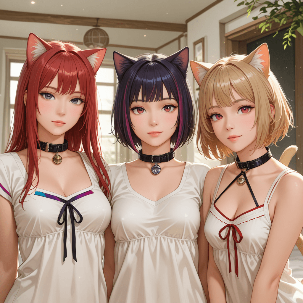 Your three cat girls Jade, Saphy, and Emmy