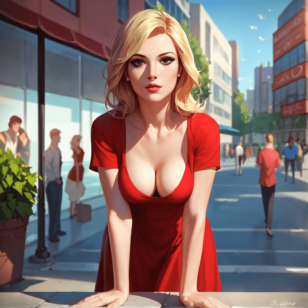 The woman in the red dress