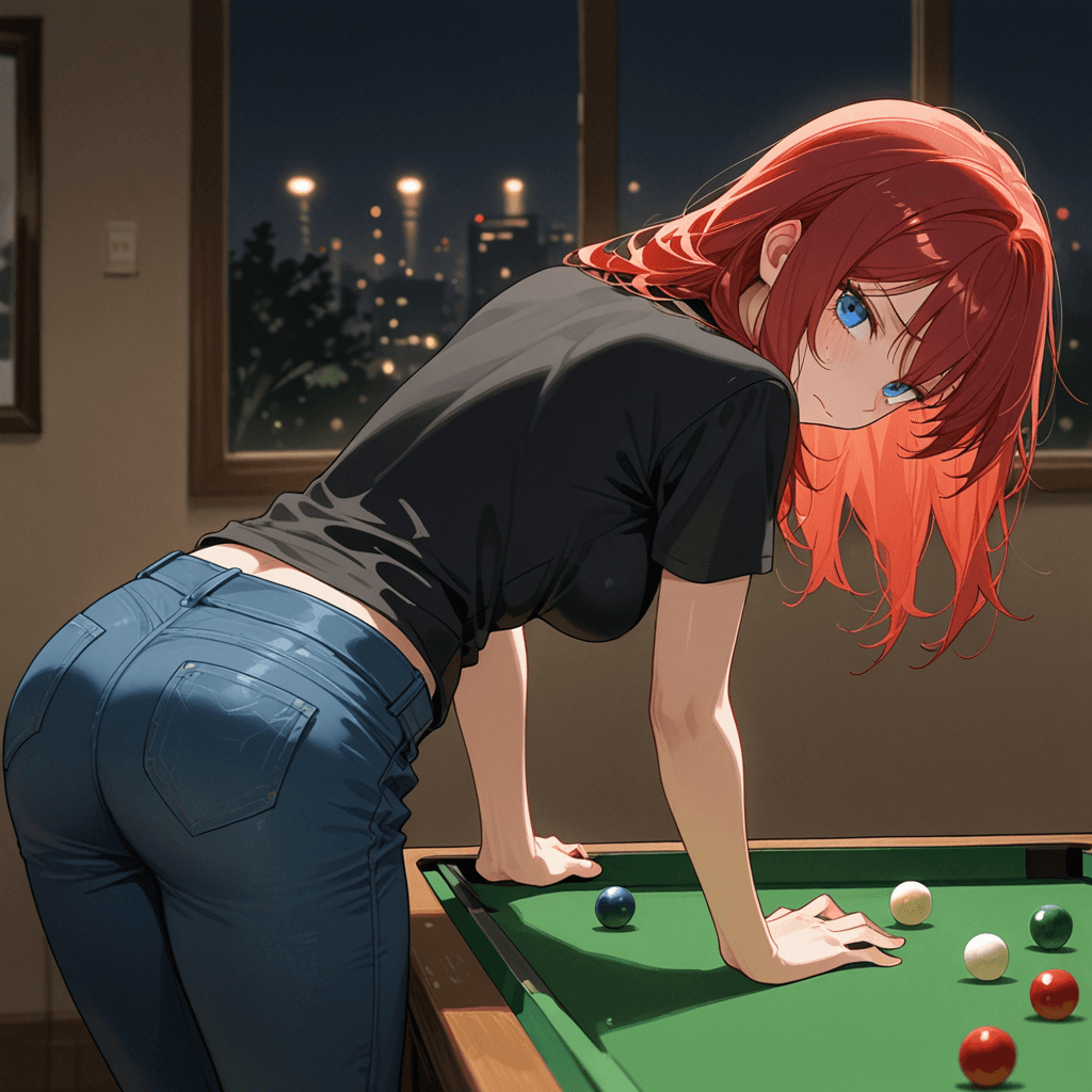 Lumi, an cute girl on snooker